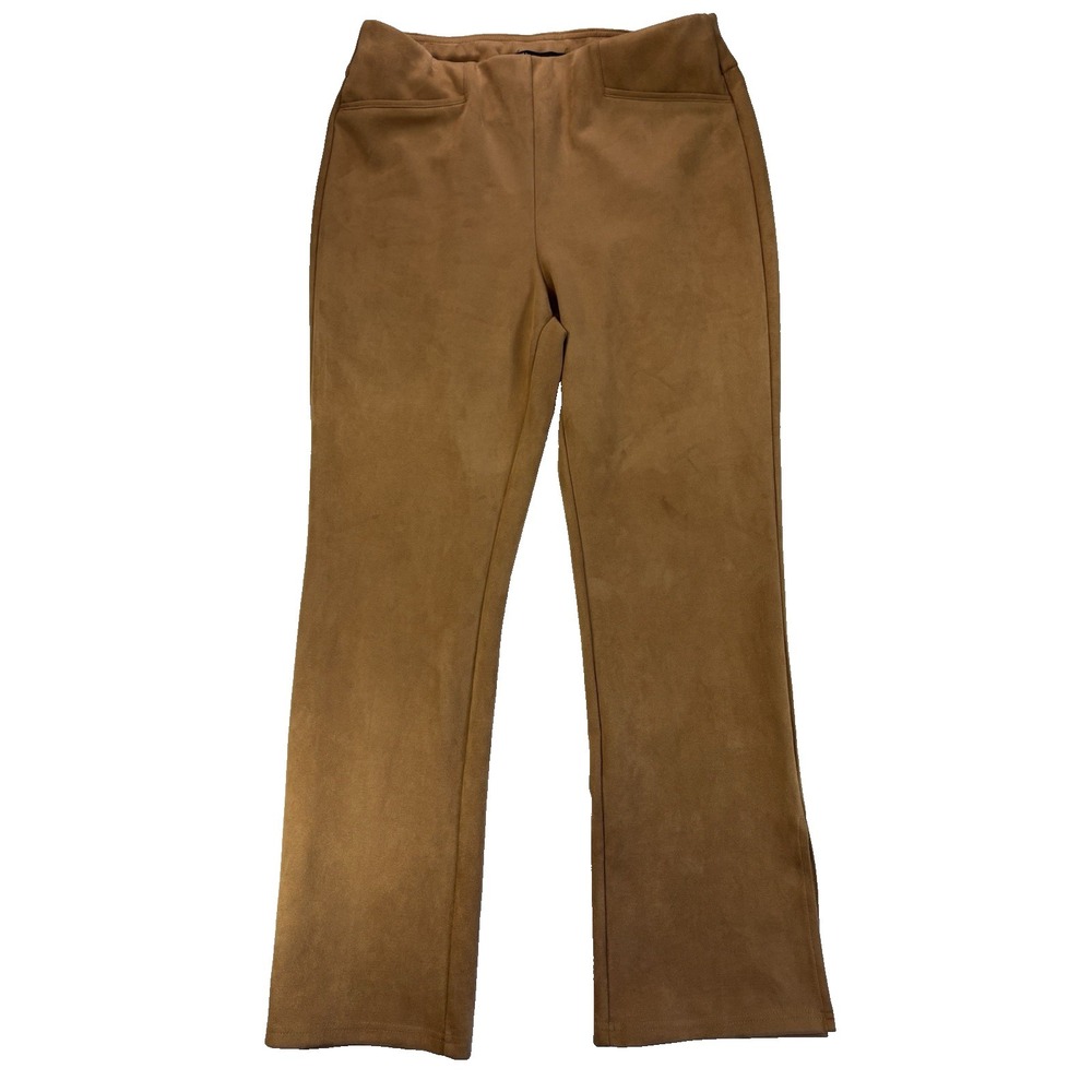 New York & Company Women's L Brown Pull On Sexy Faux Suede Pants Festival Baddie